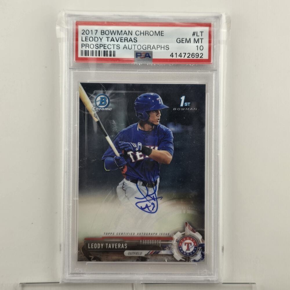2017 Bowman Chrome Leody Taveras 1st Prospect Auto PSA 10 GEM MT #CPA-LT Rangers